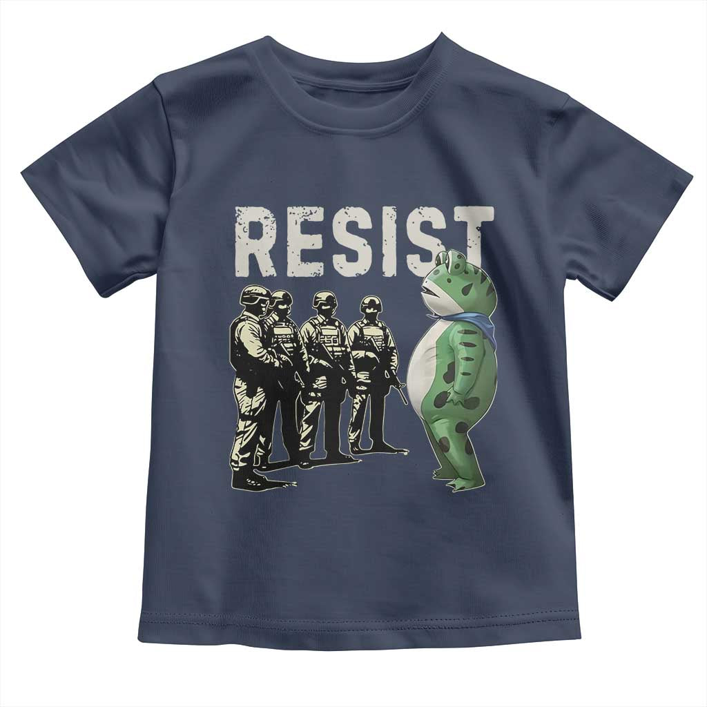 Resist Frog Toddler T Shirt Inflatable Animal Protest Free Portland TS02 Navy Print Your Wear
