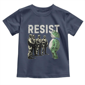Resist Frog Toddler T Shirt Inflatable Animal Protest Free Portland TS02 Navy Print Your Wear