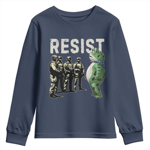 Resist Frog Youth Sweatshirt Inflatable Animal Protest Free Portland TS02 Navy Print Your Wear