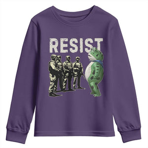 Resist Frog Youth Sweatshirt Inflatable Animal Protest Free Portland TS02 Purple Print Your Wear