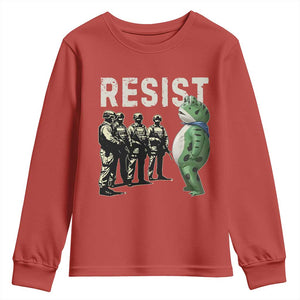 Resist Frog Youth Sweatshirt Inflatable Animal Protest Free Portland TS02 Red Print Your Wear