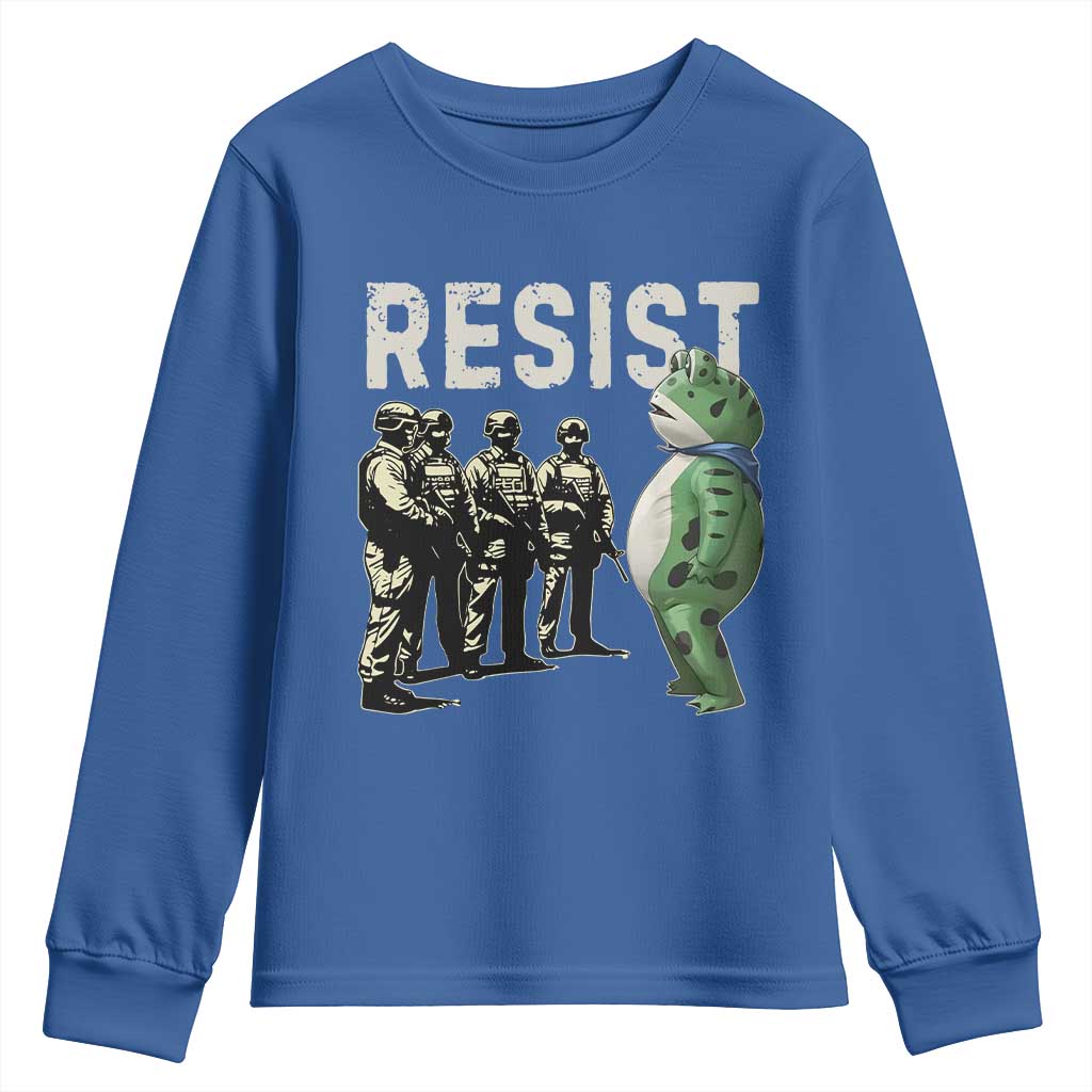 Resist Frog Youth Sweatshirt Inflatable Animal Protest Free Portland TS02 Royal Blue Print Your Wear
