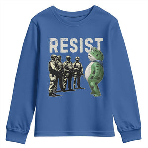 Resist Frog Youth Sweatshirt Inflatable Animal Protest Free Portland TS02 Royal Blue Print Your Wear