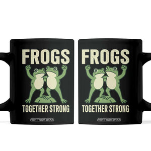 Frogs Together Strong Coffee Mug Portland Frog Protest United We Ribbit TS02 Black Print Your Wear