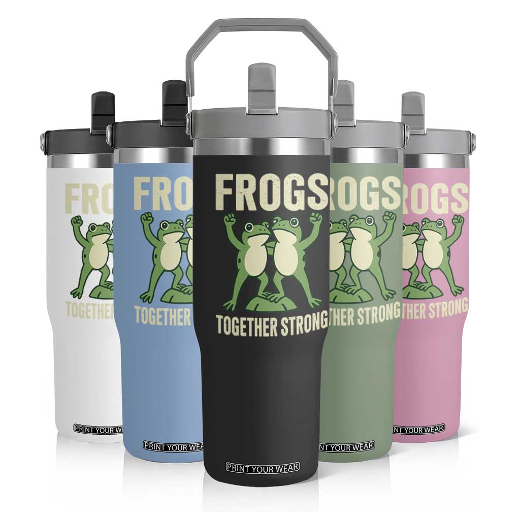 Frogs Together Strong Flip Straw Tumbler Portland Frog Protest United We Ribbit TS02 Print Your Wear