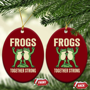 Frogs Together Strong Ceramic Ornament Portland Frog Protest United We Ribbit TS02 Print Your Wear