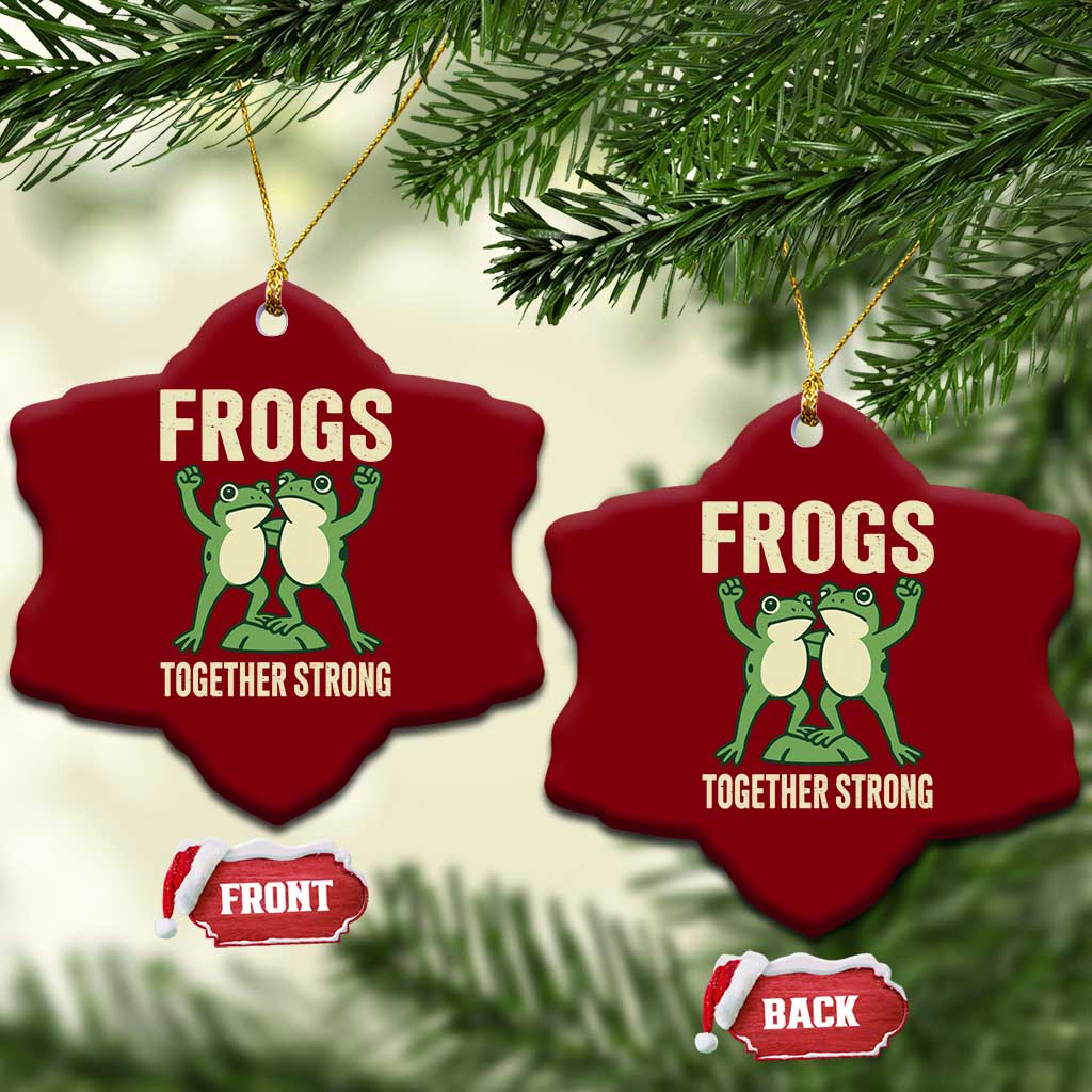 Frogs Together Strong Ceramic Ornament Portland Frog Protest United We Ribbit TS02 Print Your Wear
