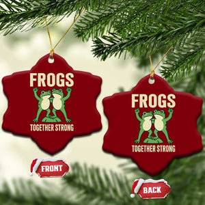 Frogs Together Strong Ceramic Ornament Portland Frog Protest United We Ribbit TS02 Print Your Wear