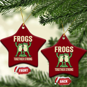 Frogs Together Strong Ceramic Ornament Portland Frog Protest United We Ribbit TS02 Print Your Wear