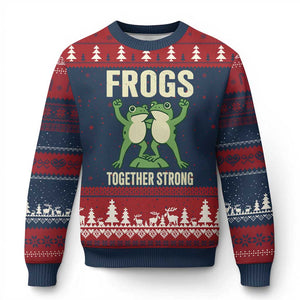 Frogs Together Strong Ugly Christmas Sweater Portland Frog Protest United We Ribbit - Print Your Wear