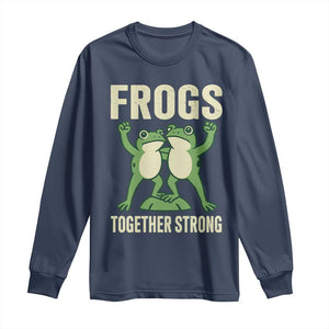 Frogs Together Strong Long Sleeve Shirt Portland Frog Protest United We Ribbit TS02 Navy Print Your Wear