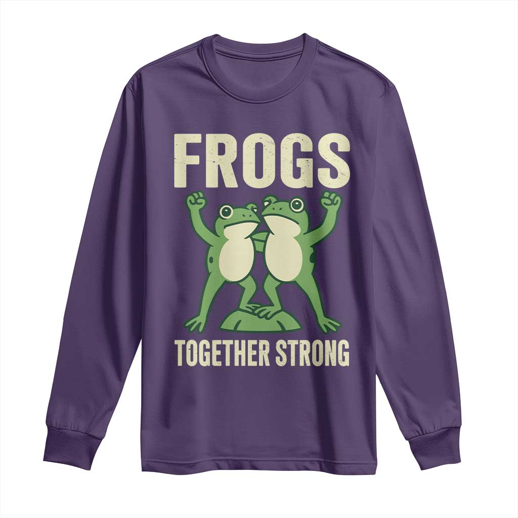 Frogs Together Strong Long Sleeve Shirt Portland Frog Protest United We Ribbit TS02 Purple Print Your Wear