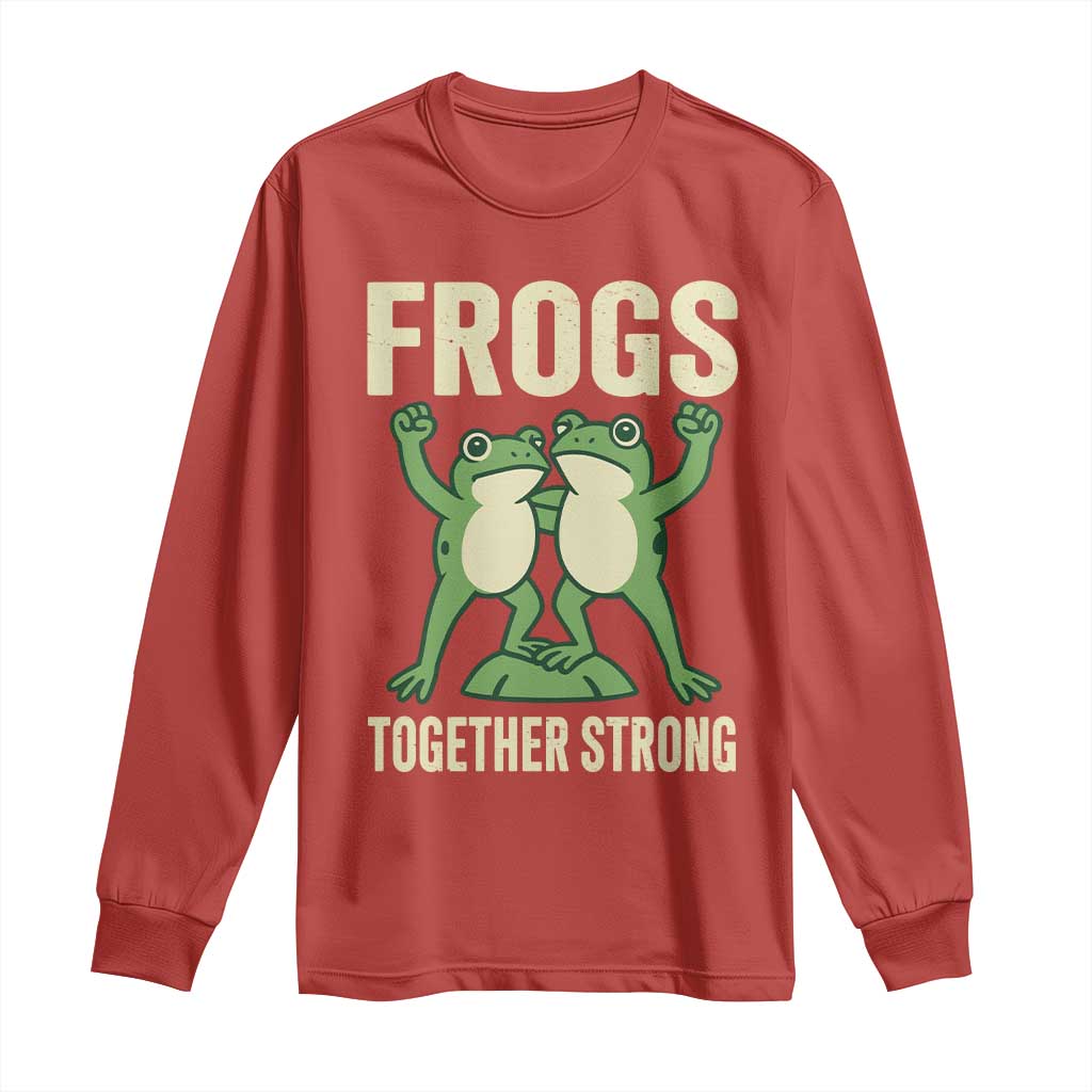 Frogs Together Strong Long Sleeve Shirt Portland Frog Protest United We Ribbit TS02 Red Print Your Wear