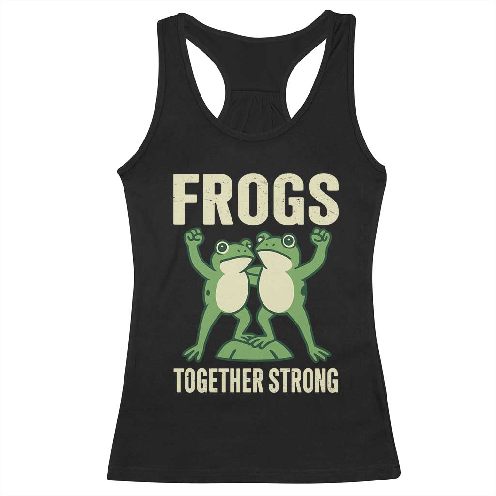Frogs Together Strong Racerback Tank Top Portland Frog Protest United We Ribbit TS02 Black Print Your Wear
