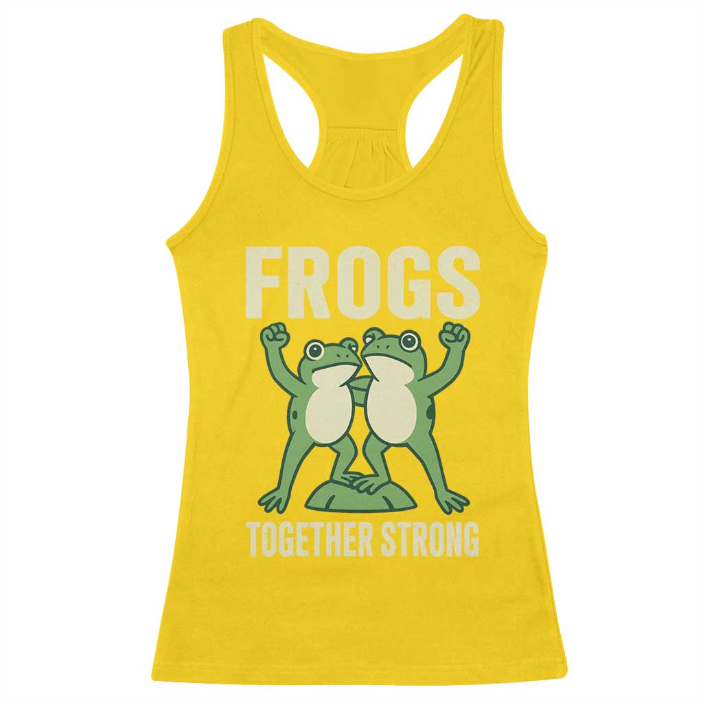 Frogs Together Strong Racerback Tank Top Portland Frog Protest United We Ribbit TS02 Daisy Print Your Wear