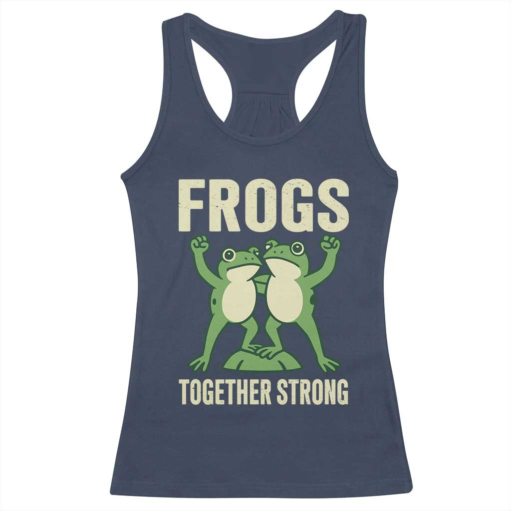 Frogs Together Strong Racerback Tank Top Portland Frog Protest United We Ribbit TS02 Navy Print Your Wear