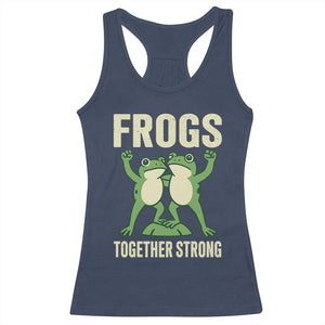 Frogs Together Strong Racerback Tank Top Portland Frog Protest United We Ribbit TS02 Navy Print Your Wear