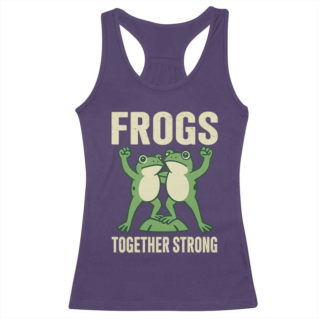 Frogs Together Strong Racerback Tank Top Portland Frog Protest United We Ribbit TS02 Purple Print Your Wear
