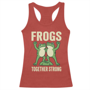 Frogs Together Strong Racerback Tank Top Portland Frog Protest United We Ribbit TS02 Red Print Your Wear