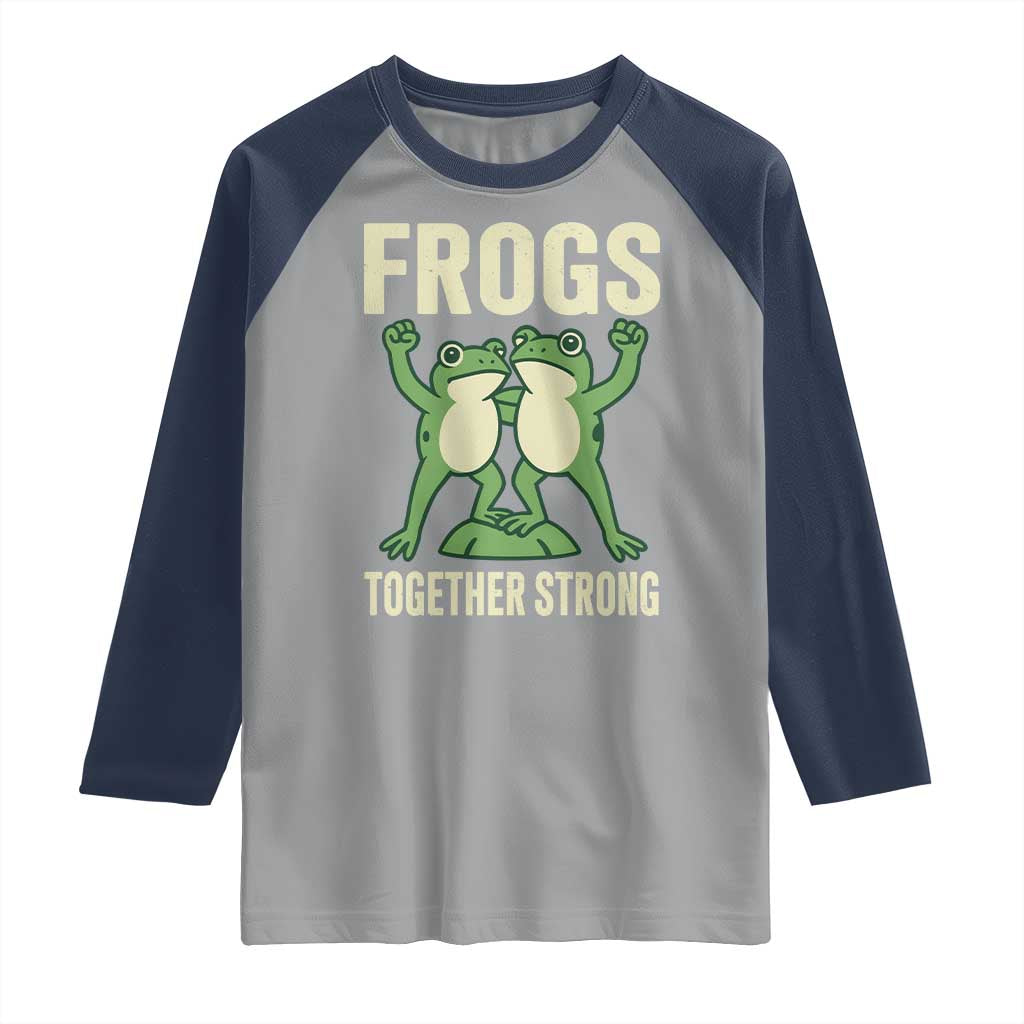 Frogs Together Strong Raglan Shirt Portland Frog Protest United We Ribbit TS02 Sport Gray Navy Print Your Wear