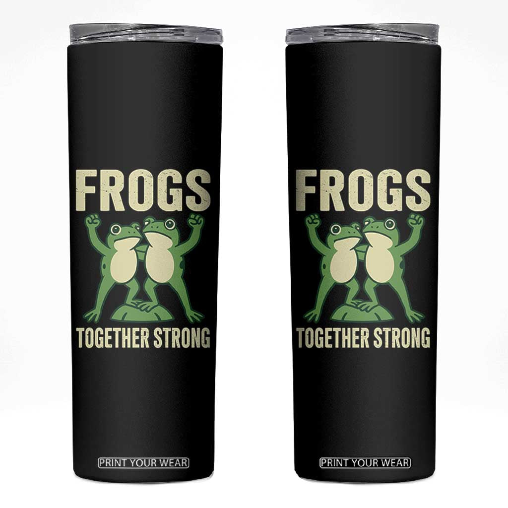 Frogs Together Strong Skinny Tumbler Portland Frog Protest United We Ribbit TS02 Black Print Your Wear