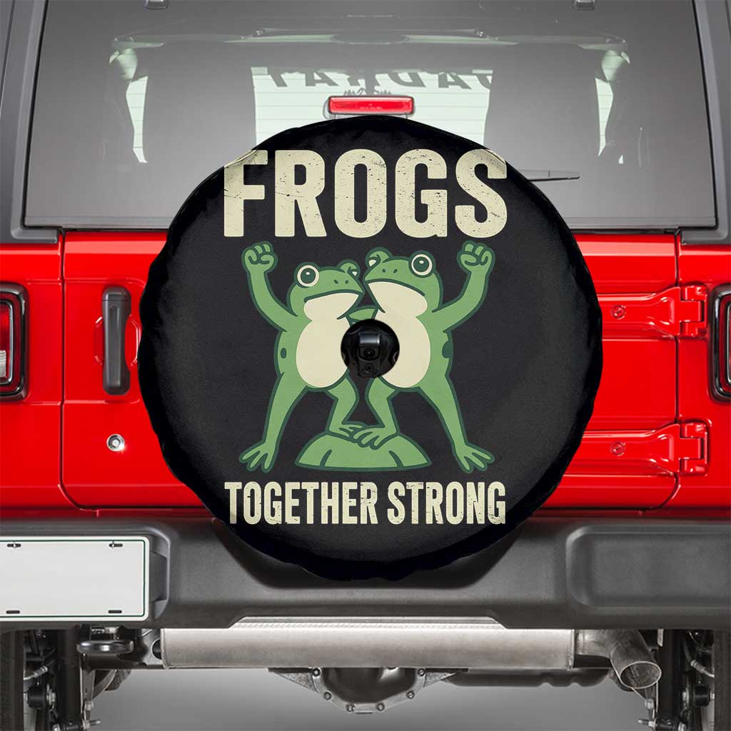 Frogs Together Strong Spare Tire Cover Portland Frog Protest United We Ribbit TS02 Black Print Your Wear