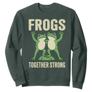 Frogs Together Strong Sweatshirt Portland Frog Protest United We Ribbit TS02 Dark Forest Green Print Your Wear