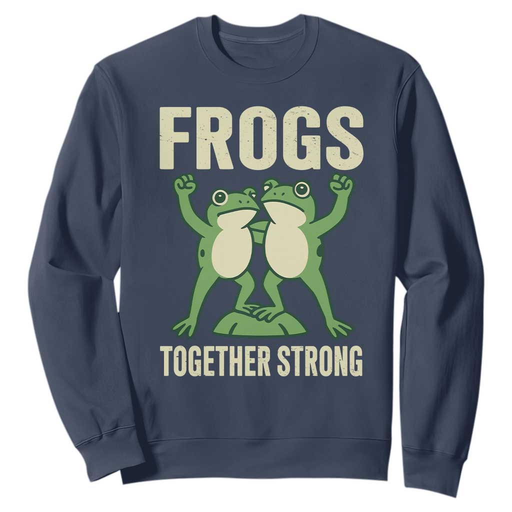 Frogs Together Strong Sweatshirt Portland Frog Protest United We Ribbit TS02 Navy Print Your Wear
