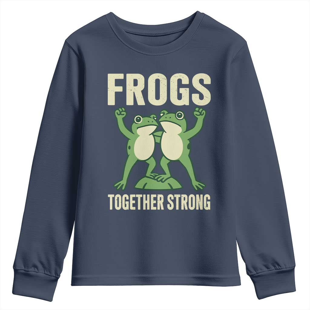 Frogs Together Strong Youth Sweatshirt Portland Frog Protest United We Ribbit TS02 Navy Print Your Wear