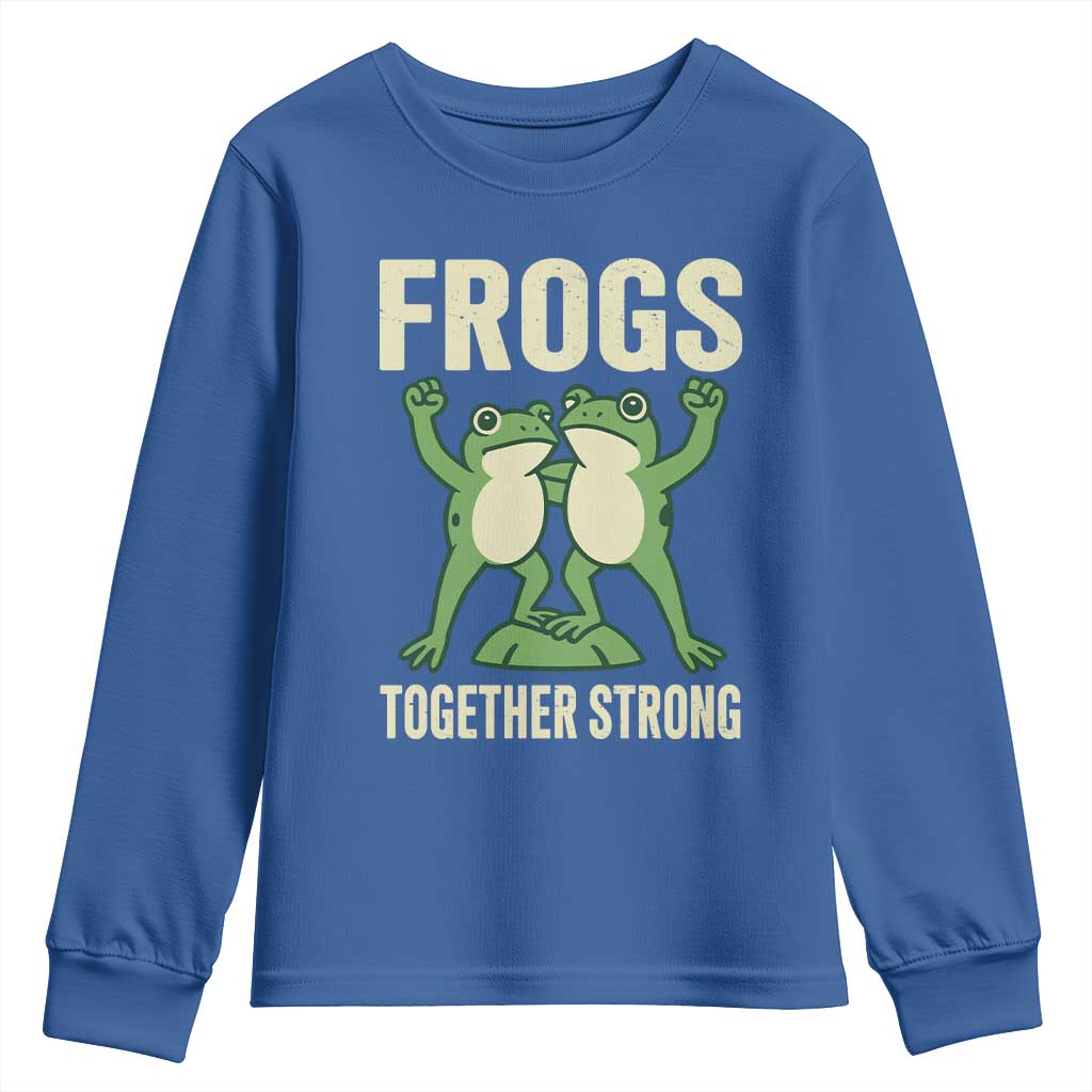 Frogs Together Strong Youth Sweatshirt Portland Frog Protest United We Ribbit TS02 Royal Blue Print Your Wear