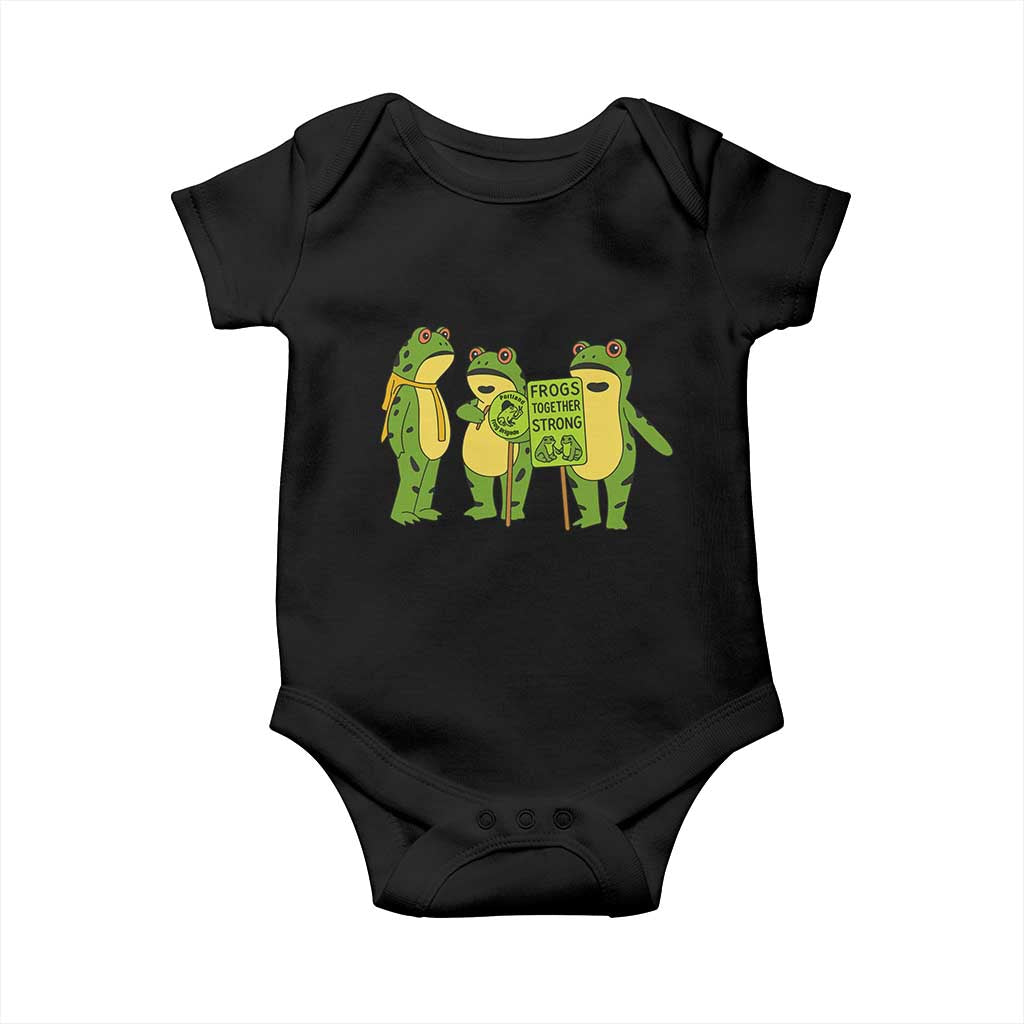 Frogs Together Strong Baby Onesie Portland Frog Resist Protest TS02 Black Print Your Wear