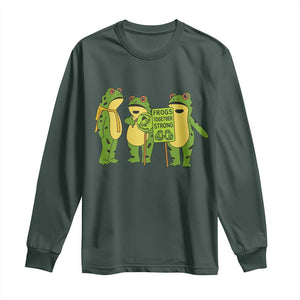 Frogs Together Strong Long Sleeve Shirt Portland Frog Resist Protest TS02 Dark Forest Green Print Your Wear
