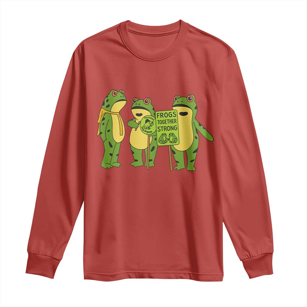 Frogs Together Strong Long Sleeve Shirt Portland Frog Resist Protest TS02 Red Print Your Wear