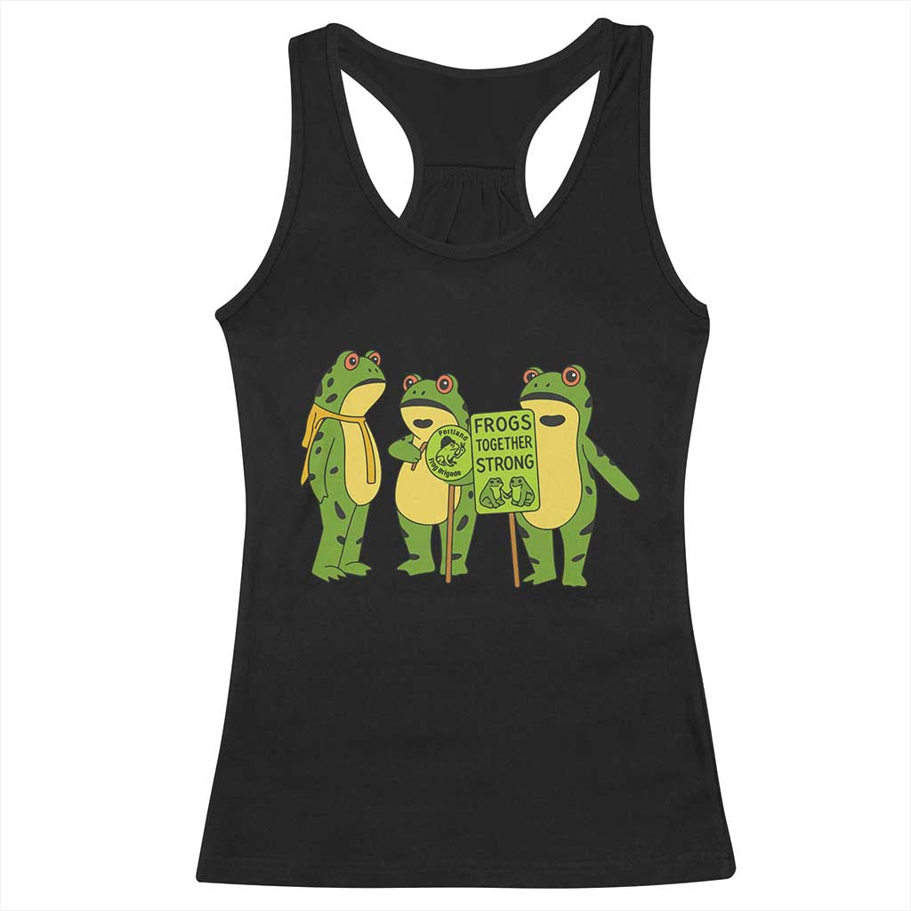 Frogs Together Strong Racerback Tank Top Portland Frog Resist Protest TS02 Black Print Your Wear