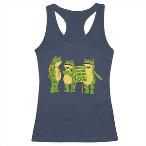 Frogs Together Strong Racerback Tank Top Portland Frog Resist Protest TS02 Navy Print Your Wear