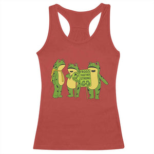 Frogs Together Strong Racerback Tank Top Portland Frog Resist Protest TS02 Red Print Your Wear