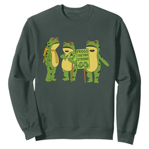 Frogs Together Strong Sweatshirt Portland Frog Resist Protest TS02 Dark Forest Green Print Your Wear