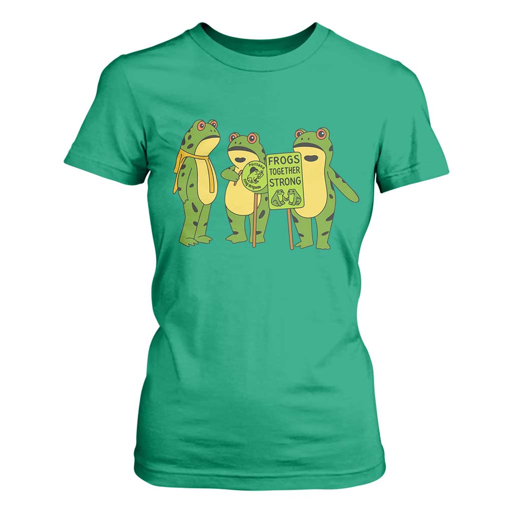 Frogs Together Strong T Shirt For Women Portland Frog Resist Protest TS02 Irish Green Print Your Wear