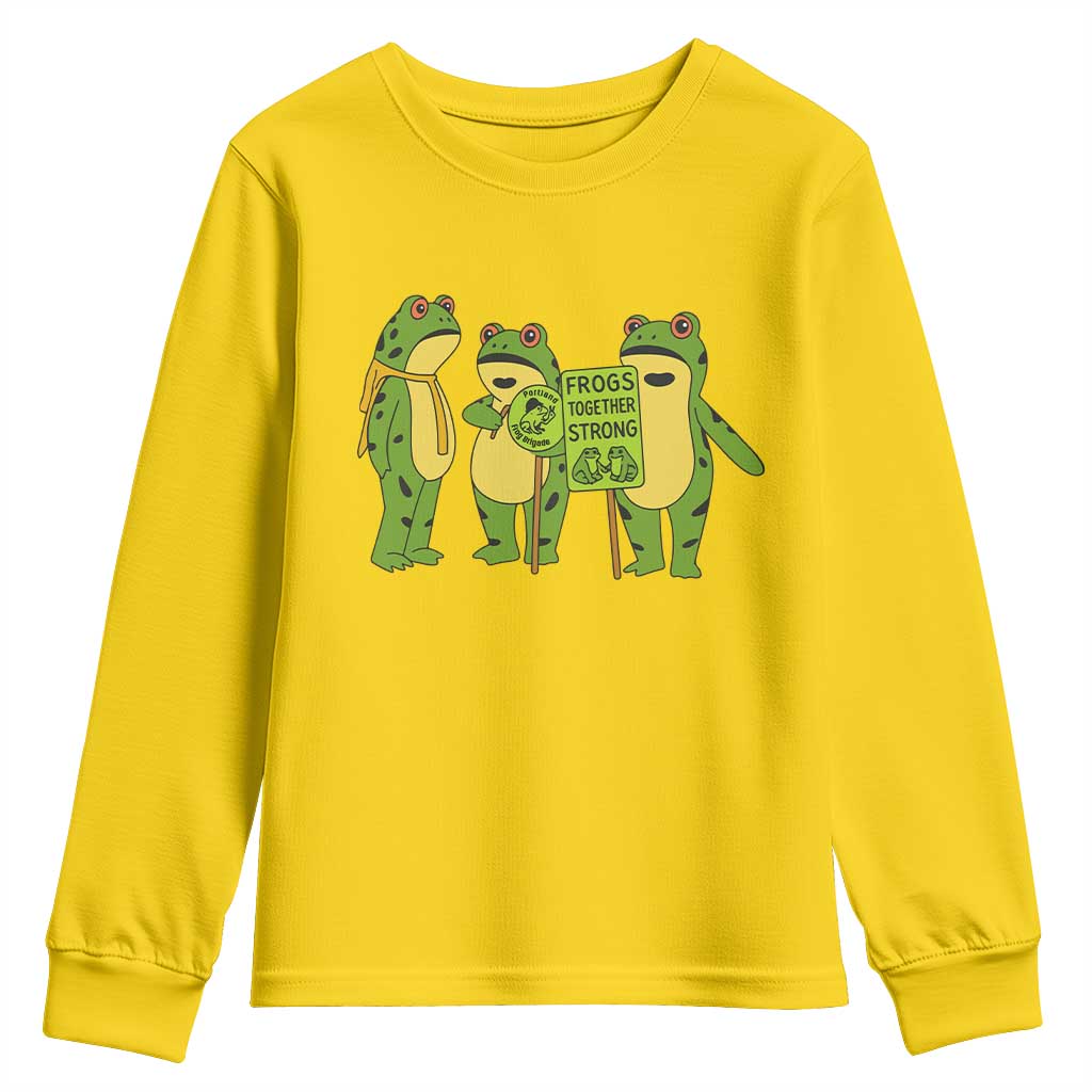 Frogs Together Strong Youth Sweatshirt Portland Frog Resist Protest TS02 Daisy Print Your Wear