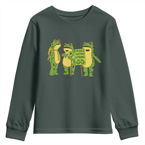 Frogs Together Strong Youth Sweatshirt Portland Frog Resist Protest TS02 Dark Forest Green Print Your Wear