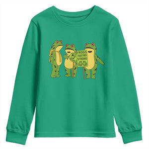 Frogs Together Strong Youth Sweatshirt Portland Frog Resist Protest TS02 Irish Green Print Your Wear