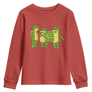 Frogs Together Strong Youth Sweatshirt Portland Frog Resist Protest TS02 Red Print Your Wear