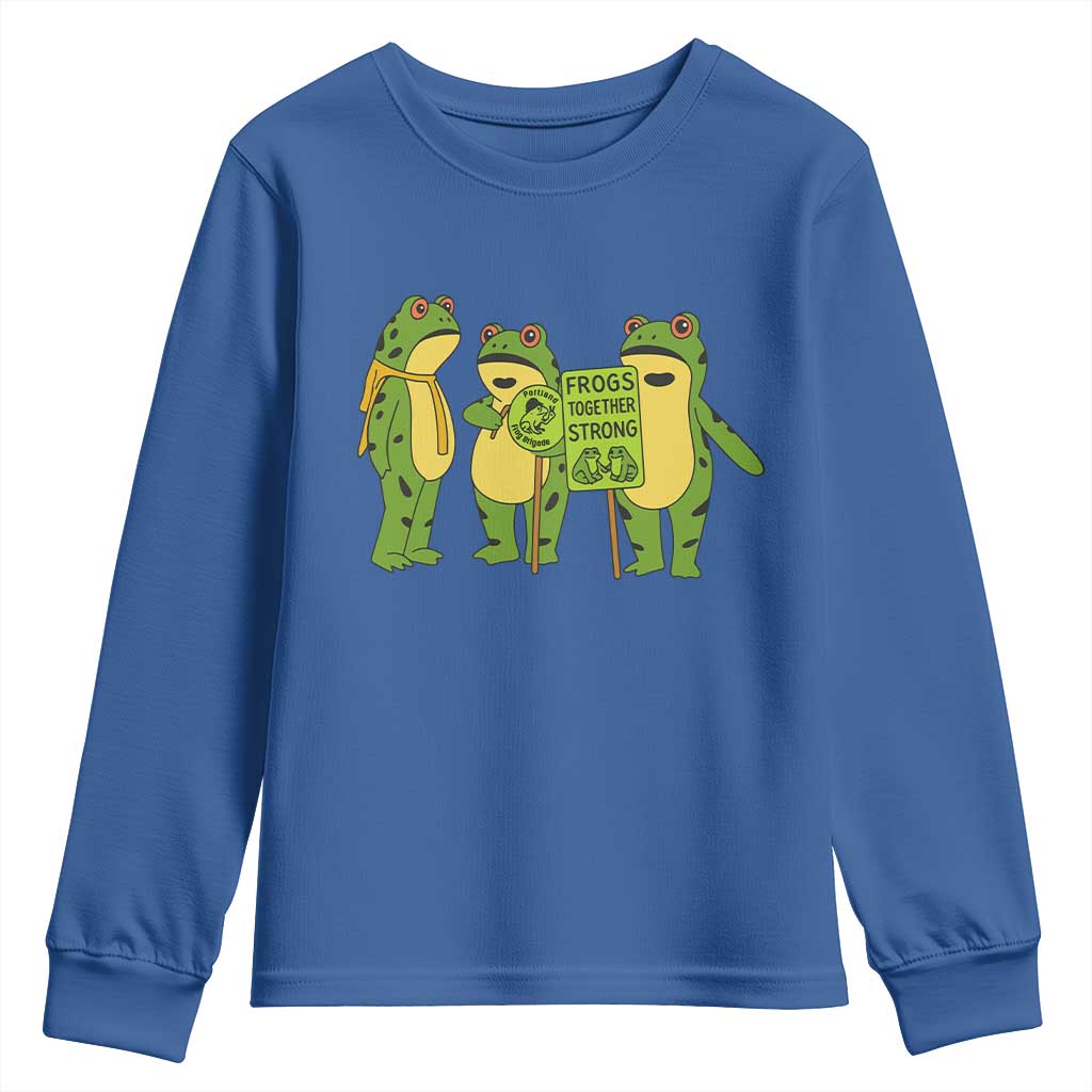 Frogs Together Strong Youth Sweatshirt Portland Frog Resist Protest TS02 Royal Blue Print Your Wear