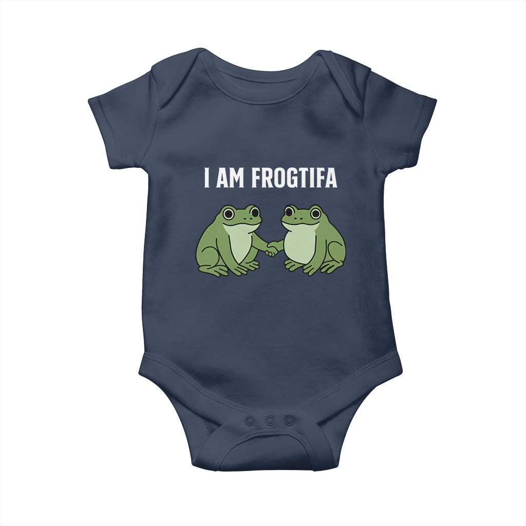 I Am Frogtifa Baby Onesie Portland Frog Resist Protest Handshake Frogs TS02 Navy Print Your Wear