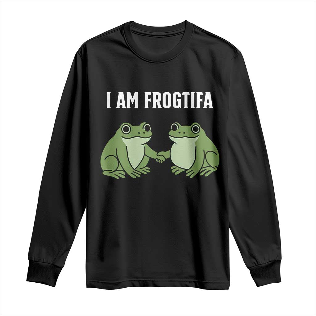 I Am Frogtifa Long Sleeve Shirt Portland Frog Resist Protest Handshake Frogs TS02 Black Print Your Wear