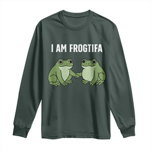 I Am Frogtifa Long Sleeve Shirt Portland Frog Resist Protest Handshake Frogs TS02 Dark Forest Green Print Your Wear