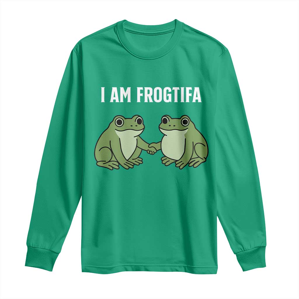 I Am Frogtifa Long Sleeve Shirt Portland Frog Resist Protest Handshake Frogs TS02 Irish Green Print Your Wear