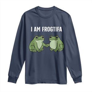 I Am Frogtifa Long Sleeve Shirt Portland Frog Resist Protest Handshake Frogs TS02 Navy Print Your Wear