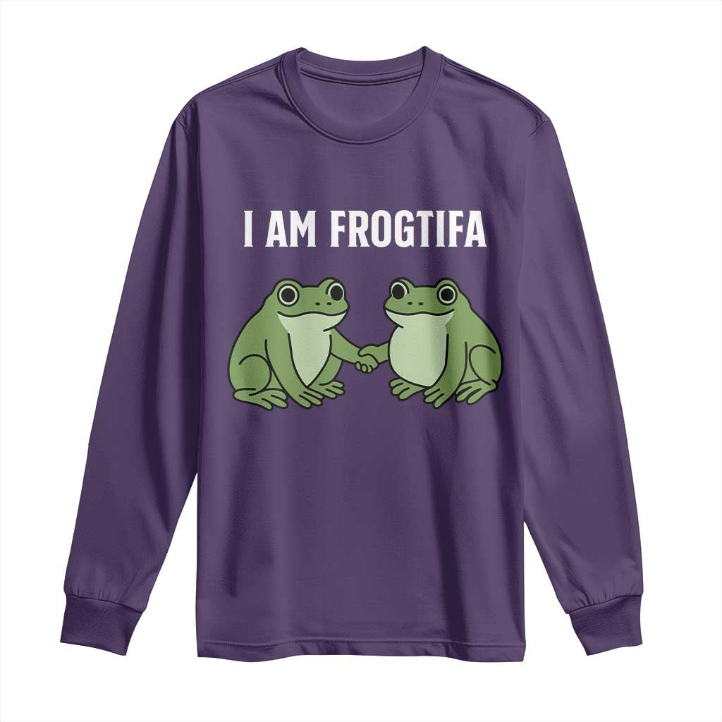 I Am Frogtifa Long Sleeve Shirt Portland Frog Resist Protest Handshake Frogs TS02 Purple Print Your Wear