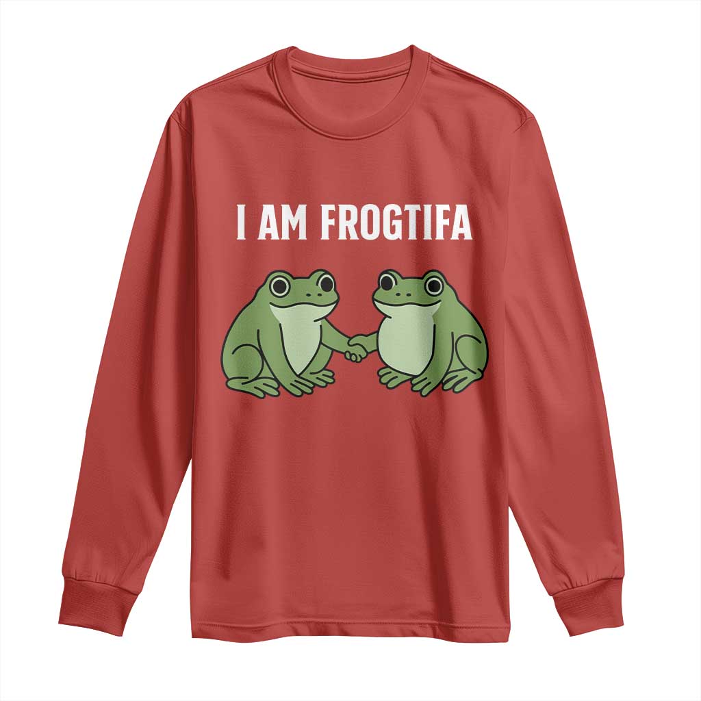 I Am Frogtifa Long Sleeve Shirt Portland Frog Resist Protest Handshake Frogs TS02 Red Print Your Wear